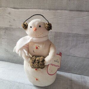 Hallmark Merriweather Fabric Snowman Decoration With Scarf & Earmuffs 10"